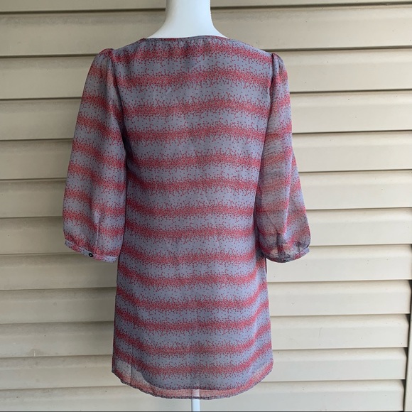 •Emmelee• Print Chiffon Shift Mini Dress - Size Medium - Picture 7 of 8